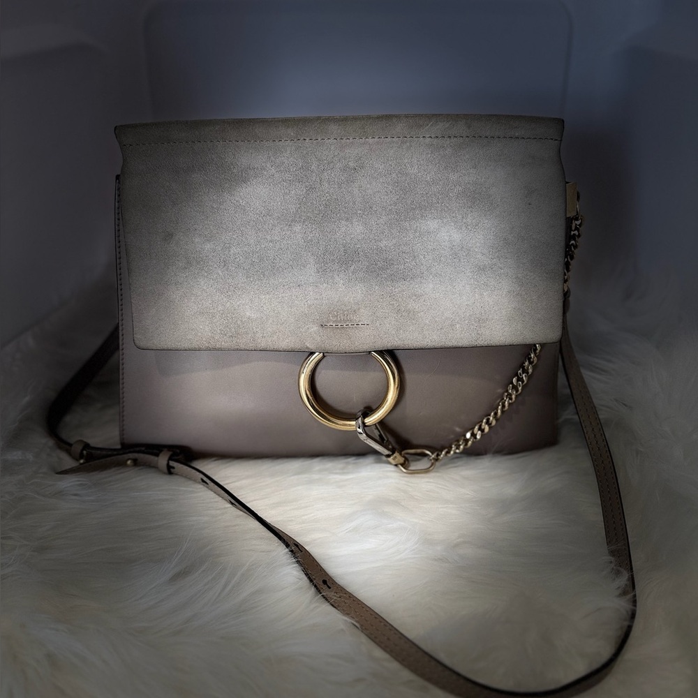 Chloé Faye Medium Shoulder Bag in Motty Grey w/ COA
